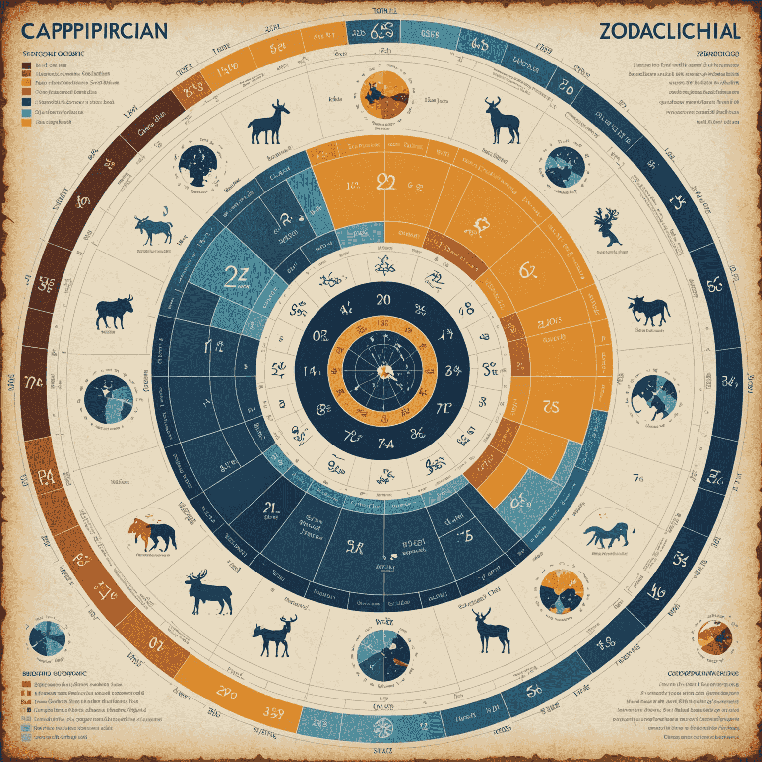 Infografika przedstawiająca procentowy udział poszczególnych znaków zodiaku w populacji, z wyróżnionym Koziorożcem jako najrzadszym